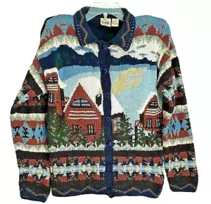 VTG B Moss Sweater Cardigan Small Knit Cotton Ramie Country Cottage Core - Picture 1 of 8