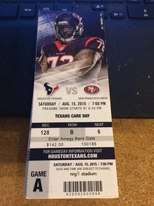 2015 HOUSTON TEXANS VS SAN FRANCISCO 49ERS NFL TICKET STUB 8/15 NEWTON - Picture 1 of 1