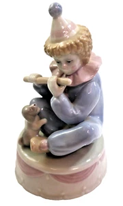 Meico Paul Sebastian Porcelain Clown Playing Flute to Dog Rotating Music Box - Picture 1 of 6