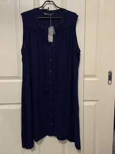 NWT KATIES Navy Blue Sleeveless Crochet Summer Shift Dress ~ Size 20 RRP $69.99 - Picture 1 of 9