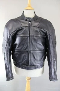 TRIUMPH TRIPLE CONNECTION CLASSIC BLACK LEATHER BIKER JACKET WITH ARMOUR 44 INCH - Picture 1 of 11