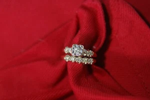 14K 2PIECE ANTIQUE WEDDING SET ROUND DIAMONDS 1/2 CTW. - Picture 1 of 6