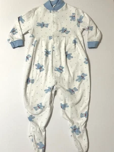 Vintage G.L. Kids Baby Boy Blue Bear White Sleeper Lone Sleeve No Size - Picture 1 of 7