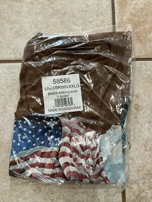 The Mountain Mens Brown Biker Americans Flag Motorcycle New T Shirt 2XL XXL Rare Foto 1 de 4