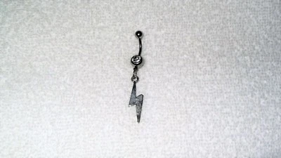 Lightning Bolt Storm Charm Belly Button Navel Ring Body Jewelry Piercing 14g - Image 1 of 2