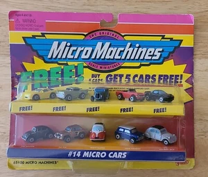 Micro Machines #14 Micro Cars Set + 5 Free Cars Beetle Mini Galoob Toys 1997 - Picture 1 of 6