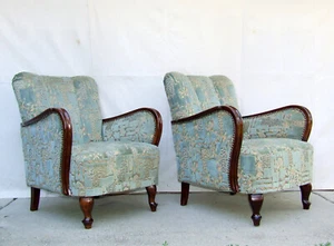 Pair of Art Deco Armchairs, Club Cocktail Chairs. Antique Vintage Halabala 1920. - Picture 1 of 15