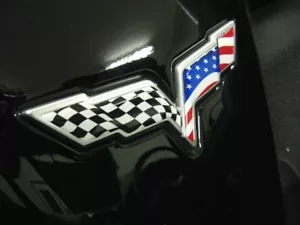 For 2005-2013 C6 Corvette USA American Flag Domed 3D Emblem Inserts - Picture 1 of 2
