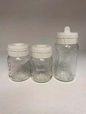 Born Free Set of 3 Glass Baby bottles one 9 0z & two 5 oz- Preowned - Image 1 of 4