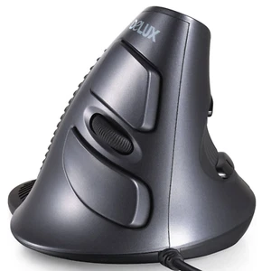 Delux M618 Scroll Wheel Vertical Wired Optical Mouse for PC/Mac 2-Way - Black - Picture 1 of 6