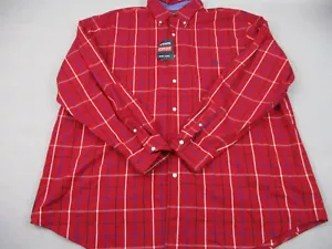 Chaps Shirt Men 3XL Tall Red Plaid Button Up Long Sleeve Stretch Easy Care XXXL - Picture 1 of 8