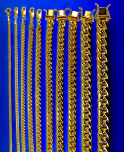 10K Yellow Gold Miami Cuban Necklace Chain Link Real Gold 2mm-11mm 16"-30" - Picture 1 of 11
