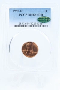 1955-D PCGS MS66+RD Lincoln Wheat Cent Business Strike 1C - Picture 1 of 2
