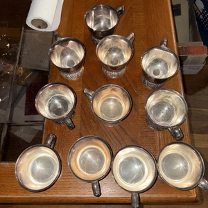 1847 ROGERS BROS. HERITAGE MIDCENTURY ROKOKO PUNSCHBECHER MIT FUSS 11er SET Vintage - Bild 1 von 20