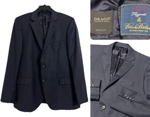 Brooks Brothers 1818 Fitzgerald Blazer Mens 44R Navy Plaid Drago Wool Made Italy - Picture 1 of 22