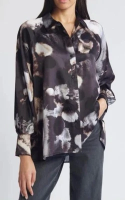 Allsaints Oana Mars Print Button Up Shirt Size 0 Silk Blend, NEW NWOT, MSRP $269 - Image 1 of 4