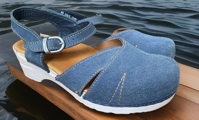 Dansko Margrete RARE Blue Denim Leather Clog Shoe Sz 40 9.5-10 VTG Discontinued - Image 1 of 4