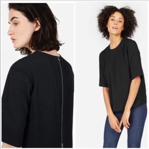 Nuova camicetta giapponese Everlane con zip posteriore lavoro tinta unita contemporanea moderna - Foto 1 di 13