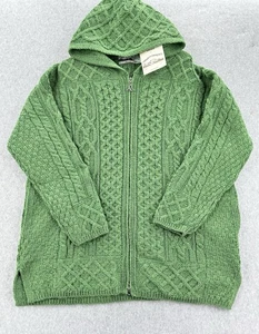NWT Aran Crafts Ireland Cardigan Sweater Merino Wool w/Pockets Green Size XXL - Picture 1 of 10