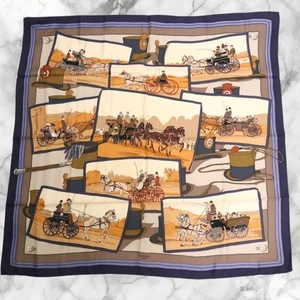 HERMES Carré 90 Schal Tuch Attelages Mail Coach mehrfarbig Seide ohne Karton Etikett - Bild 1 von 9