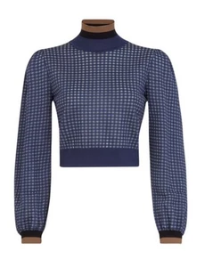 FENDI Gingham Turtleneck Silk Knit Sweater Size 40/AU8/US4 FW2021 Excellent Cond - Picture 1 of 12
