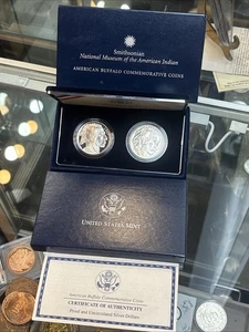 2001 American Buffalo Commemorative 2 Coin Set Silver Dollar sW/ COA & OGP. - Picture 1 of 10