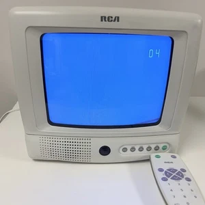 RCA CRT TV 9" Inch Model E09344 Tested Working w/ Remote White VTG Gaming - Picture 1 of 9