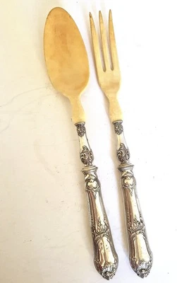 Couvert à salade ancien avec manche en argent poinçon Minerve. - Photo 1/4