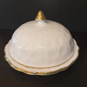 Coperchio muffin vintage Aynsley Golden Crocus coperto e 2 piatti pane Bone China usato in ottime condizioni - Foto 1 di 7