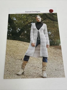 Casual Cardigan Women's Size Crochet Pattern Page From Book - Picture 1 of 4