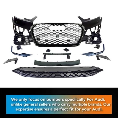 For Audi A4 S4 B9 2017-2019 Front Bumper Body kit Include Black Grille RS4 Style - Image 1 of 4