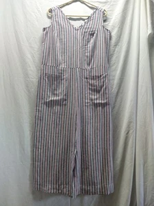 Beach Lunch Lounge Dress Size L Shift Sleeveless Linen Blend Blue White Coastal - Picture 1 of 10