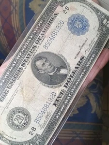 1914 $5 Federal Reserve Note, New York - Picture 1 of 3