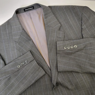 Perry Ellis Portfolio Mens Gray Silk/Wool/Cashmere Pinstripe Suit Blazer 44R - Image 1 of 4