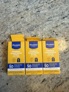 LOT OF 3 Mustela Mineral Sunscreen Sticks SPF50! 0.6oz Each EXPIRES 02/2026 - Picture 1 of 5
