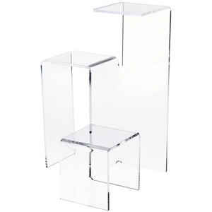Plymor Clear Acrylic 3-Level Stair Display Riser, 12.125" H x 8.25" W x 8.25" D - Picture 1 of 1