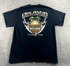 Harley-Davidson Motorcycles Shirt Men's Large Black Orlando Florida USA Graphic - Picture 1 of 8