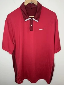 Nike Tiger Woods Collection Golf Polo Men’s Size L Red Tiger Sunday Red Snap Up - Picture 1 of 4