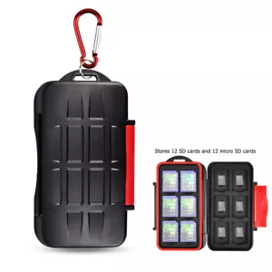 Water-Resistant 12 SD SDHC SDXC + 12 Micro SD Memory Card Case Holder Storage - Picture 1 of 6