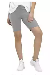 Pantalones cortos de bicicleta de tiro alto gris Hue Essentials para mujer, L - Imagen 1 de 2