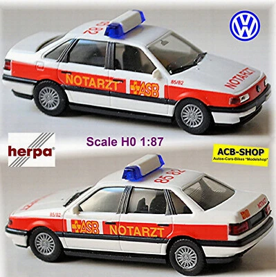 VW Passat Gl Tipo B3 Nef Asb-Notarzt 85/82 Beige + Rosso 1:87 Herpa 042093 - Immagine 1 di 4