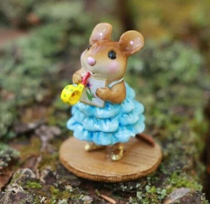 Wee Forest Folk IT'S MY PARTY!, WFF# M-746, AQUA BLUE, Birthday Girl Mouse - Picture 1 of 1