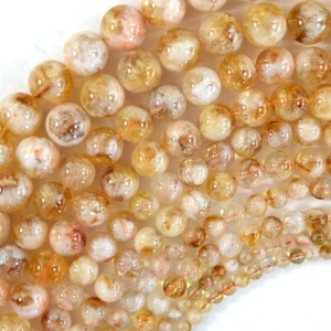 Cuentas redondas de citrino amarillo natural de grado A 15" cadena 4 mm 6 mm 8 mm 10 mm 12 mm S1 - Imagen 1 de 6