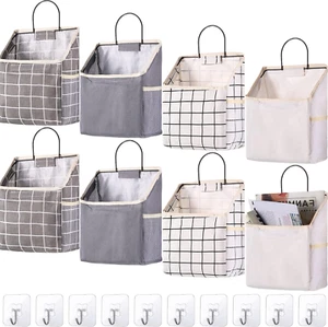 8 Packs Wall Hanging Storage Bag, Wall Storage Organizer Bags with Hooks, over t - Picture 1 of 7