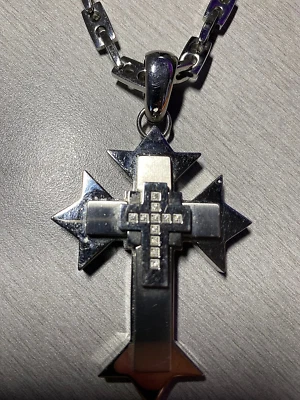 Stainless Steel Diamond Cross IN 3D by "Russel Simmons" Plus Tungsten Link Chain - Image 1 of 4