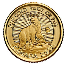 🇨🇦 Canada Pure GOLD 99.99% Bullion Coin, $5 Dollars Majestic Polar Bear, 2022
