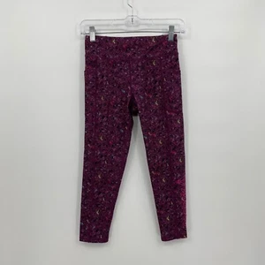 Reebok Girls Leggings Compression Lightweight Purple Splatter Size L 10/12 - Picture 1 of 8
