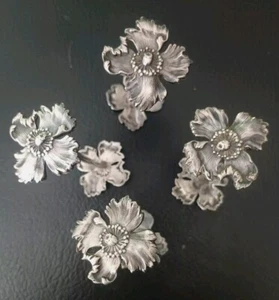 Fabulous French Silver Knife Rests Set of 4 Art Nouveau, Poppy design - Picture 1 of 13