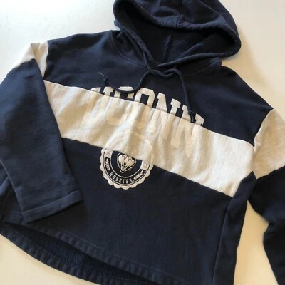UCONN Huskies Hoodie Size L Navy Blue Champion Reverse Weave Cropped Sweatshirt - Image 1 of 4
