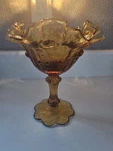Vintage Fenton Bernstein Kohl Rose gekräuselt Glas Kompott Standfuß 6,25" hoch + Durchmesser - Bild 1 von 7